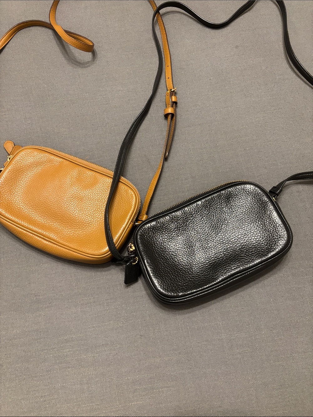 Coach Pebbled Leather Crossbody Bags in Black and Tan - Picture 4 of 8